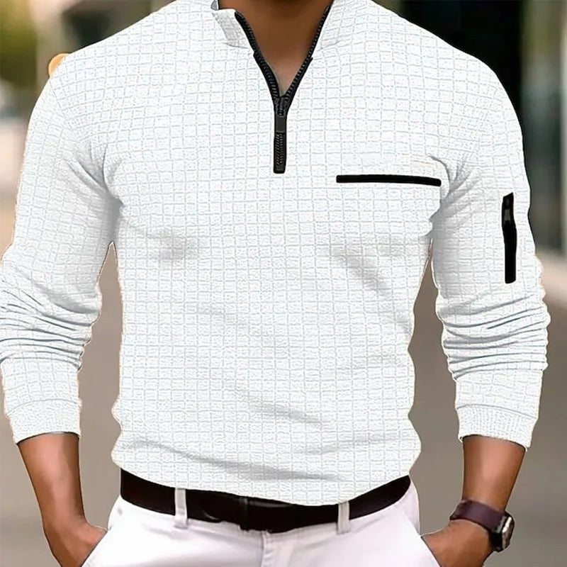 long sleeve Polo shirt pocket zipper