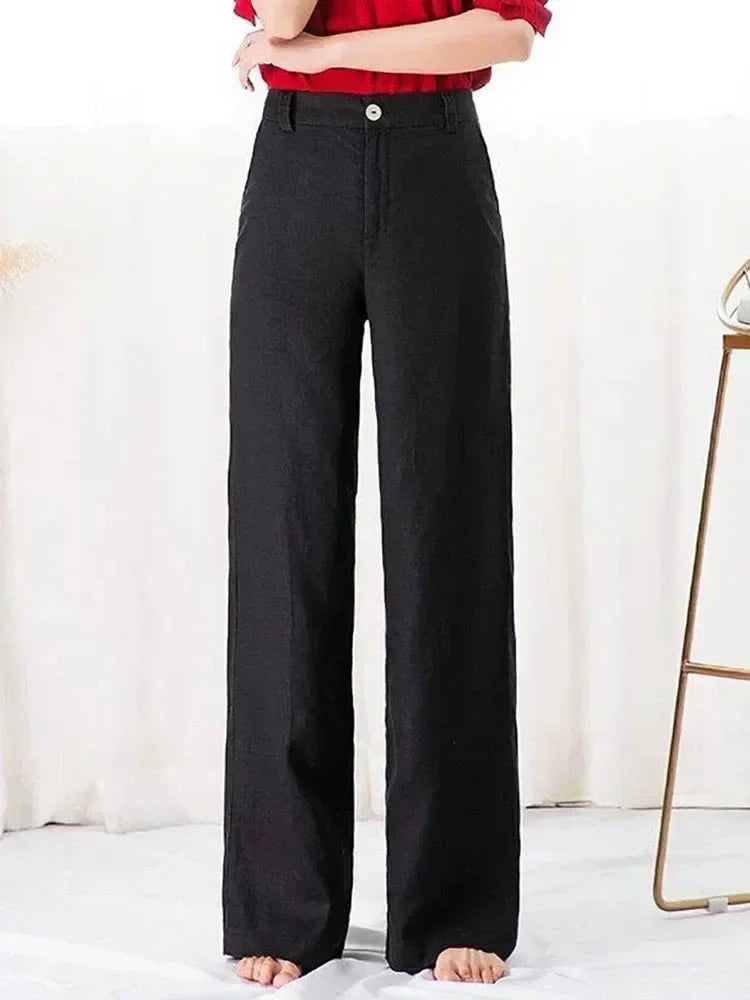 Women's Cotton Linen Wide Leg Pants