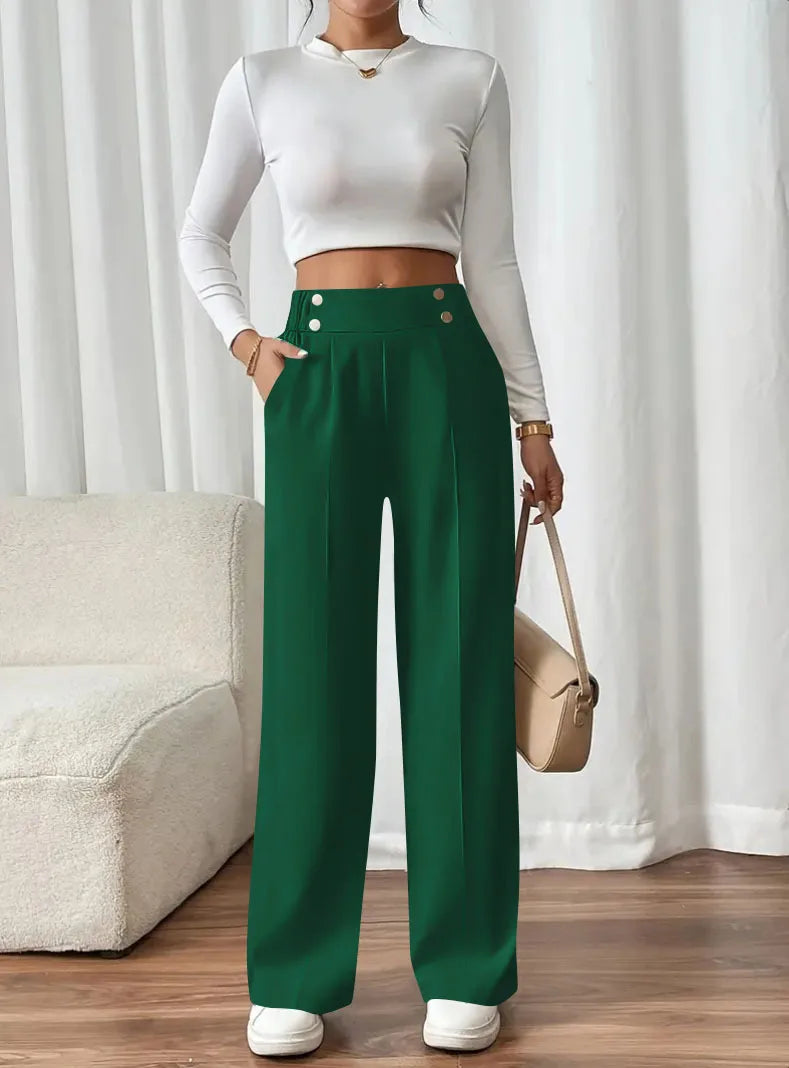 European style women's high-waist pants
