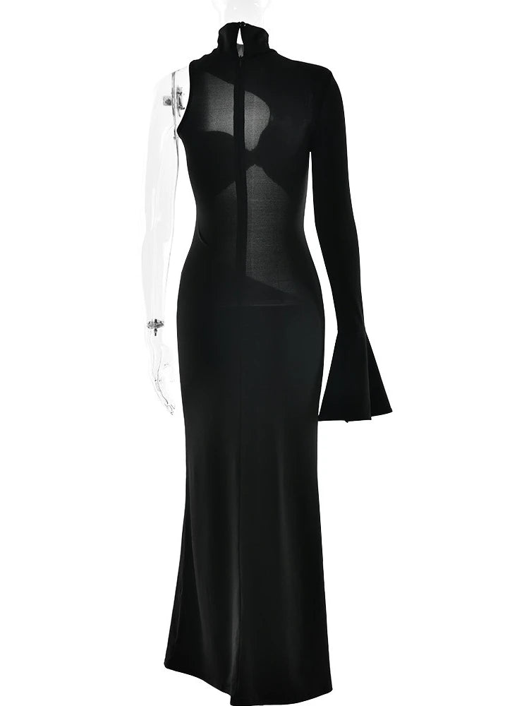 One-Shoulder Turtleneck Dress