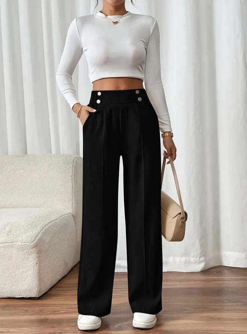 European style women's high-waist pants