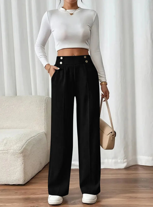 European style women's high-waist pants
