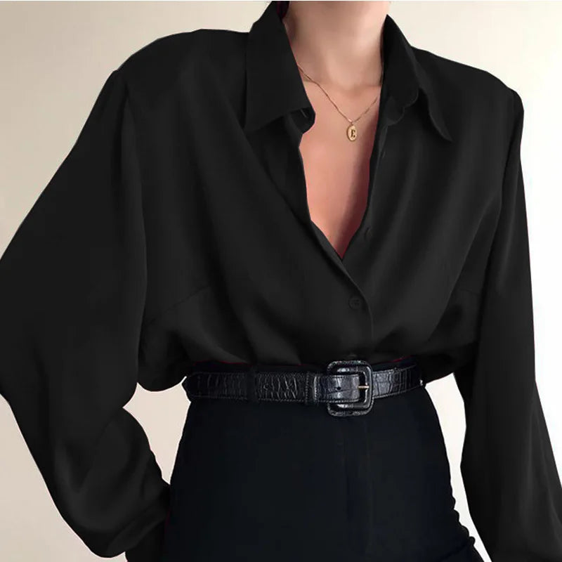Women's Button Blouses Turn Down Collar Shirt