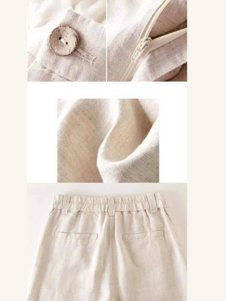 Women's Cotton Linen Wide Leg Pants