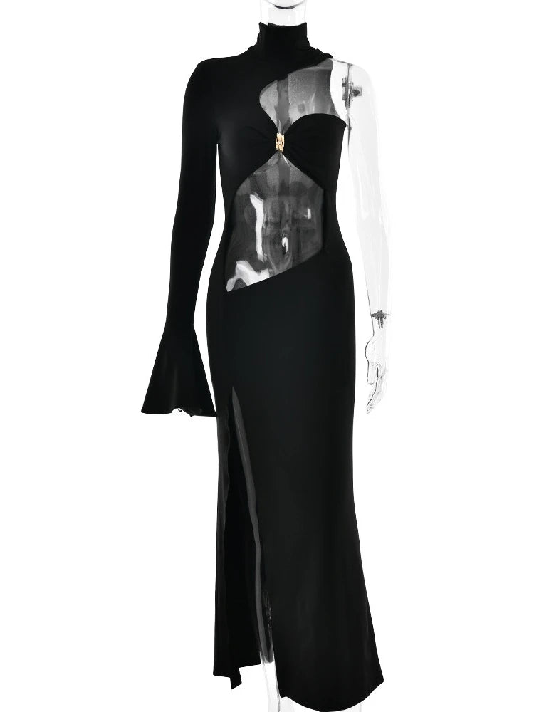 One-Shoulder Turtleneck Dress