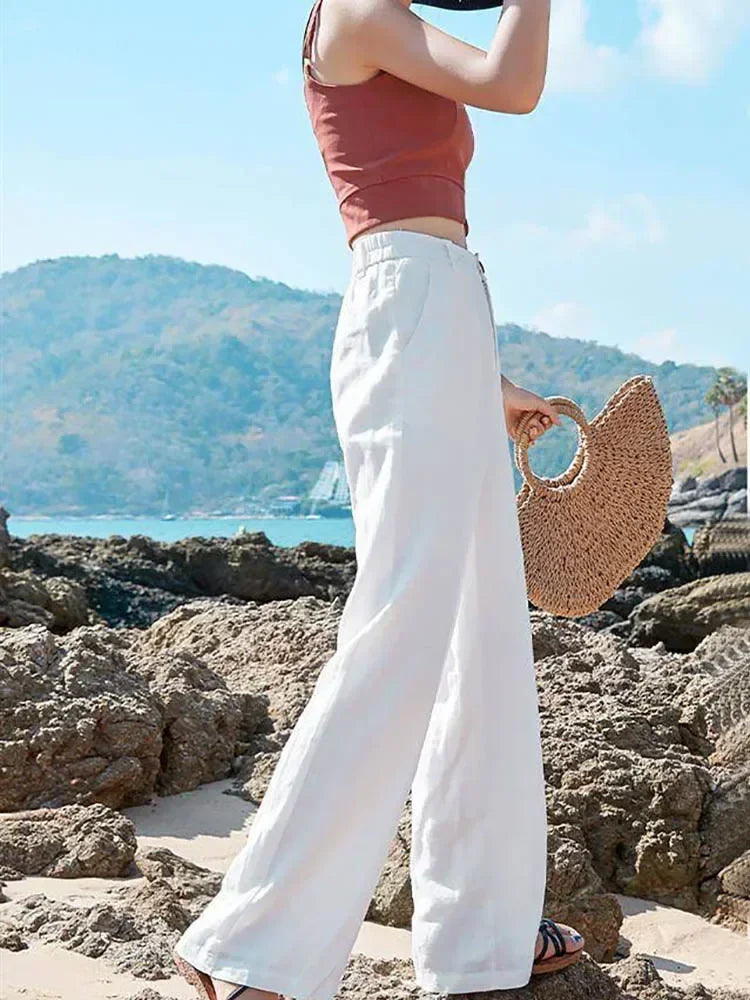 Women's Cotton Linen Wide Leg Pants