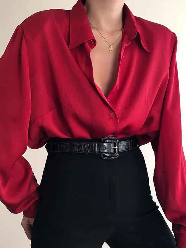 Women's Button Blouses Turn Down Collar Shirt